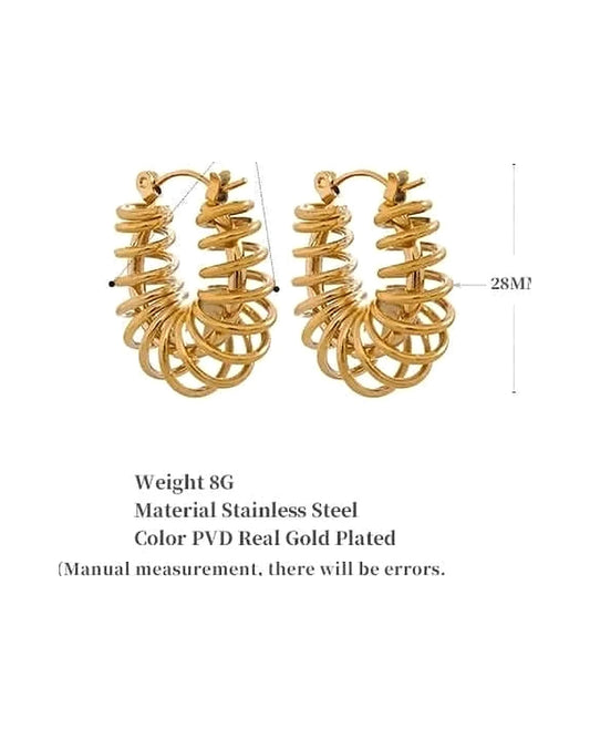 Gold Metal Winding Chunky Hoop Earrings — gold view 1