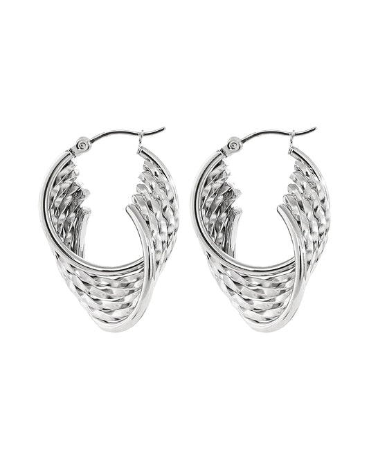 Weaved Spirals Hoop Earrings — silver view 1