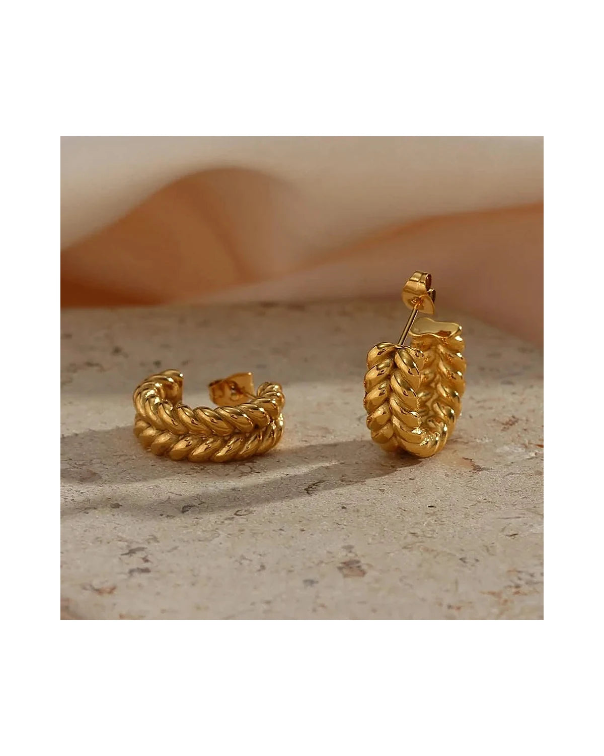 Luxury 18K Gold Funky Hoop Earrings — gold view 1