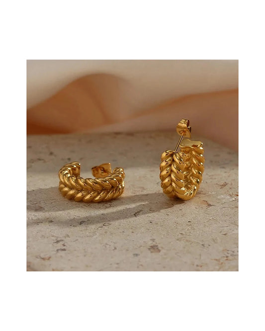 Luxury 18K Gold Funky Hoop Earrings — gold view 1