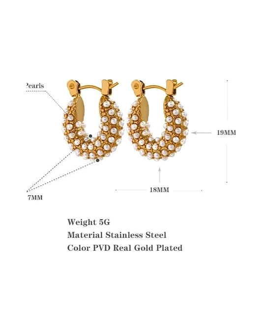 Pearl Cascade Hoop Earrings — size details