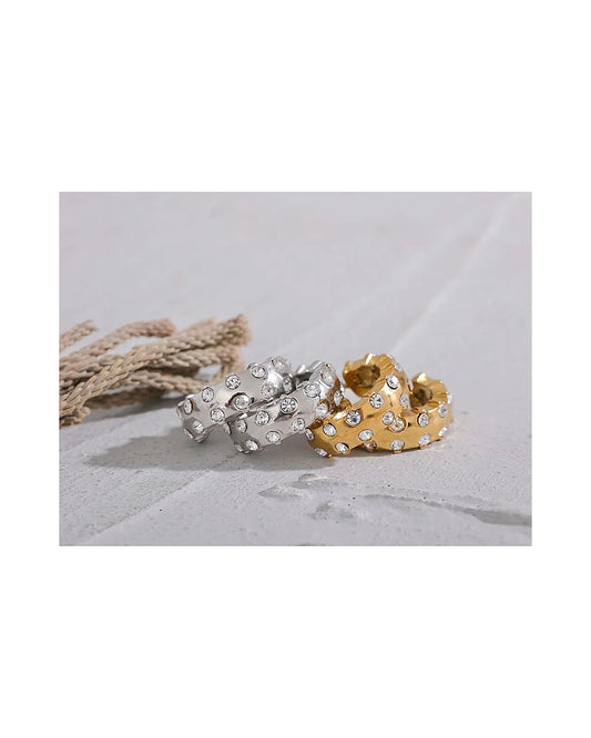Gold CZ Huggie Earrings — gold view 1