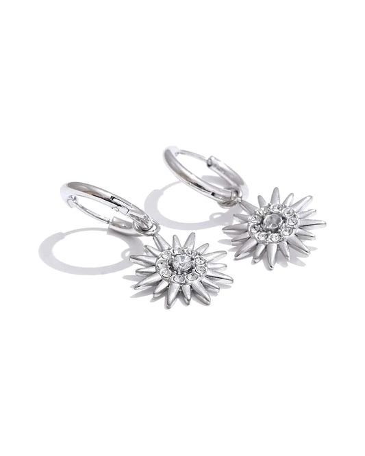Sun Drop Hoop Earrings - Exquisite Zirconia Sparkle — silver view 1