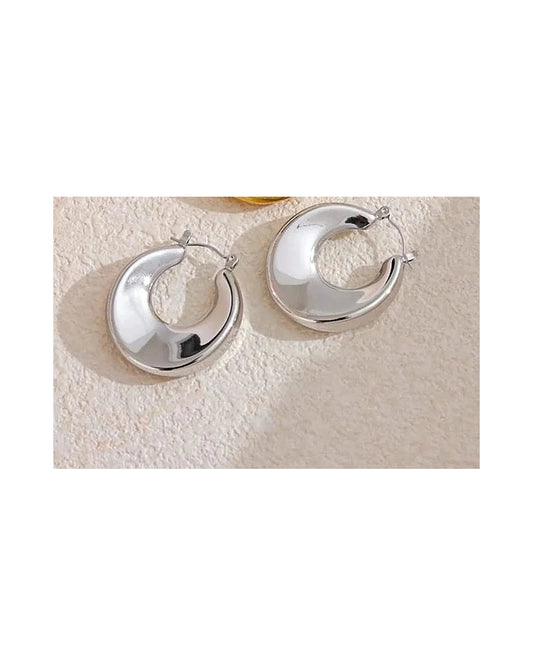 Abstract Silver Hoop Earrings — silver view 1