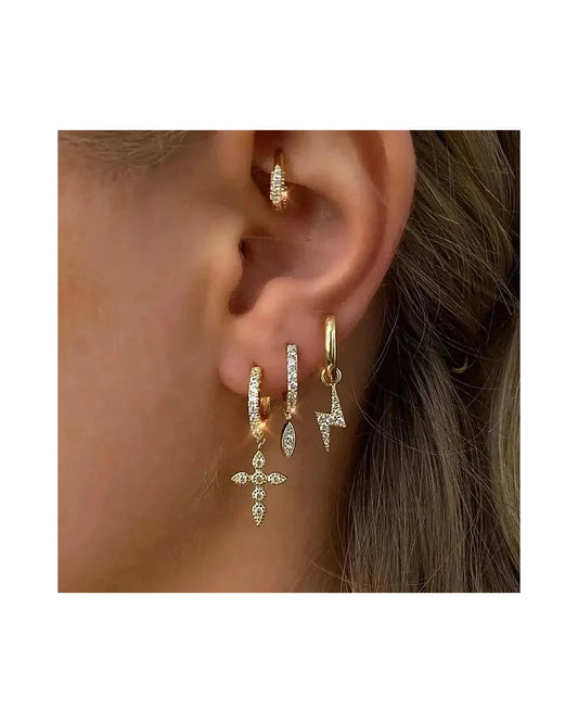 Gold Lightning Hoop Earrings — gold view 1
