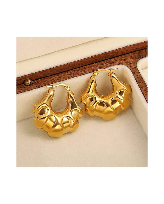 Gold Plated Purse Hoop Earrings - Chic, Lightweight — gold view 1