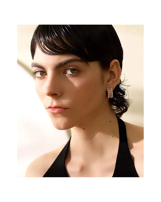 Ornate Pearls Hoop Earrings — gold view 1