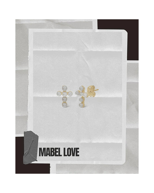 Gold Beaded Cross Studs — gold view 1