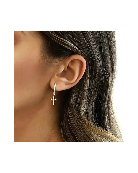 Silver Cross Hoop Earrings — silver view 1