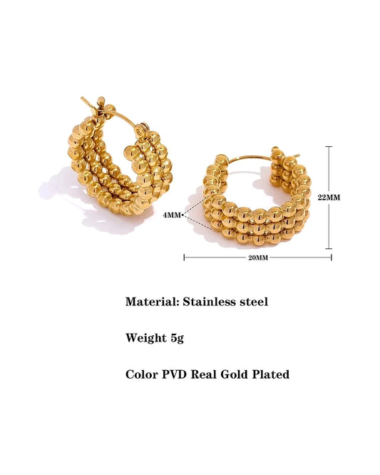 Three Row Gold Hoop Earrings — gold view 1