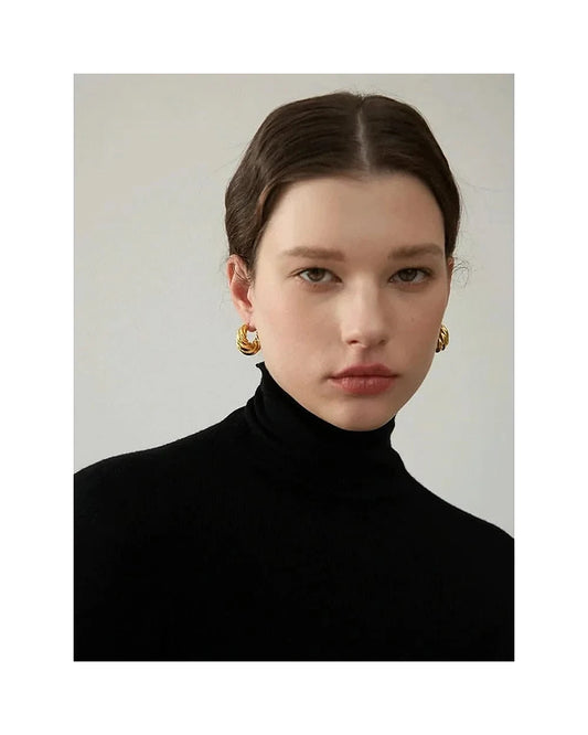 Chunky Twisted Rope Hoop Earrings — view 1