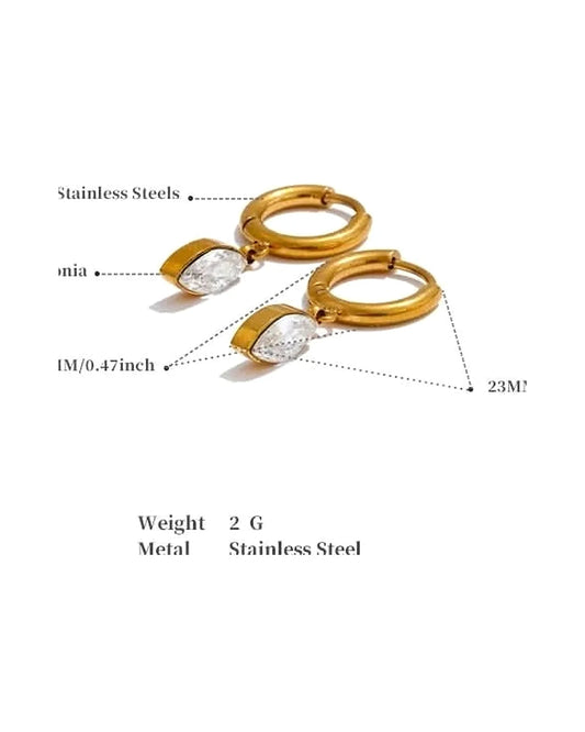 Marquise Cut Dangle Hoop Earrings — view 1