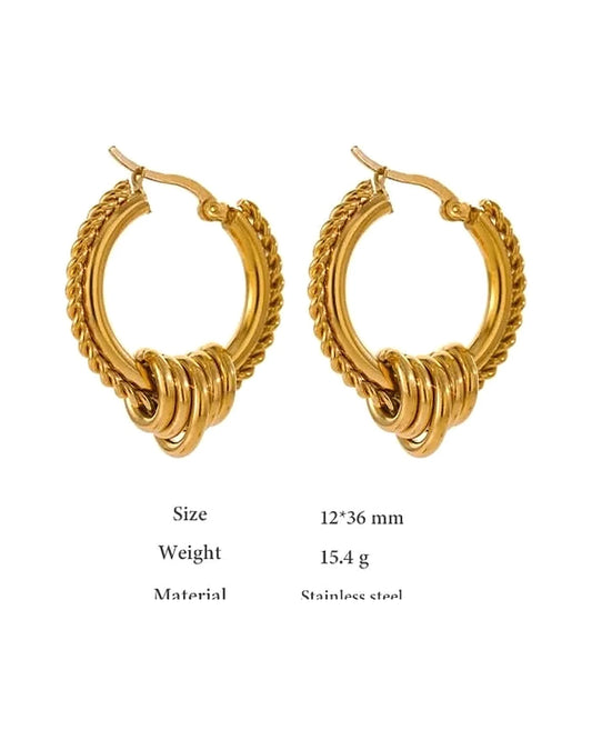 Gold Twisted Rope Hoop Earrings — gold view 1
