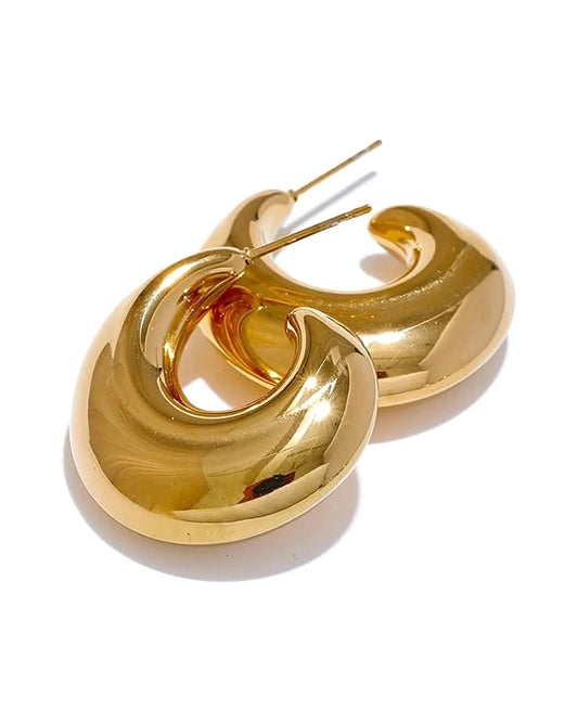 C-Shape Chunky Hoop Earrings — view 1