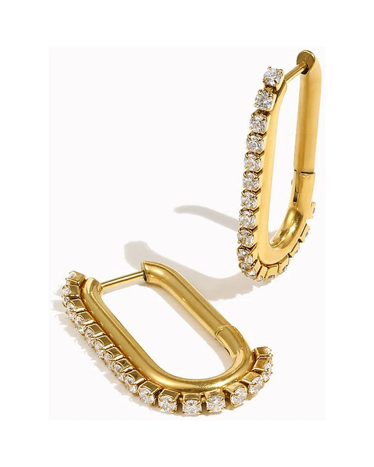 CZ Paved Hoop Earrings — view 1
