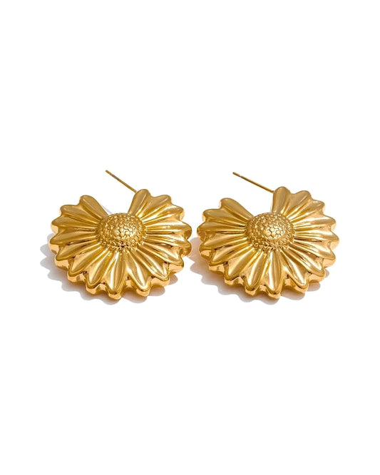 Sunlit Daisy Hoop Earrings — gold view 1