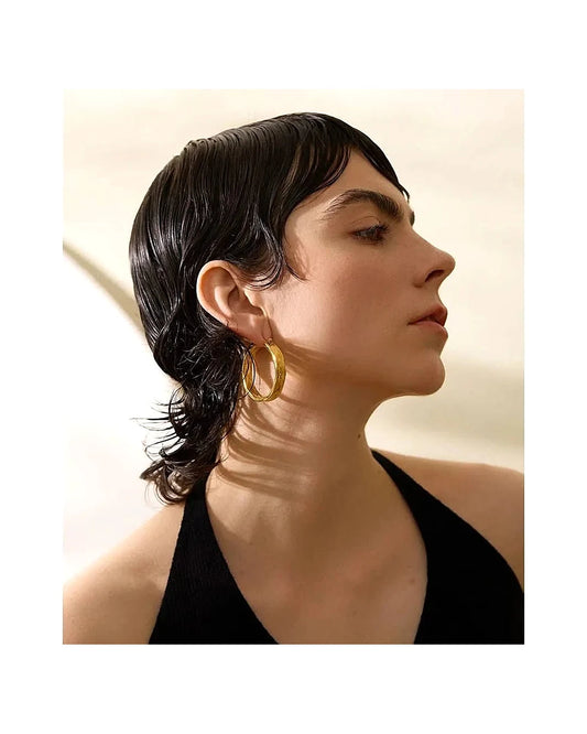 Ripple Hoop Earrings — gold view 1