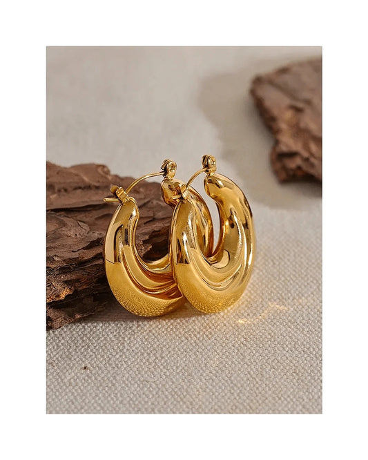 Gold Chunky Hoop Earrings — gold view 2