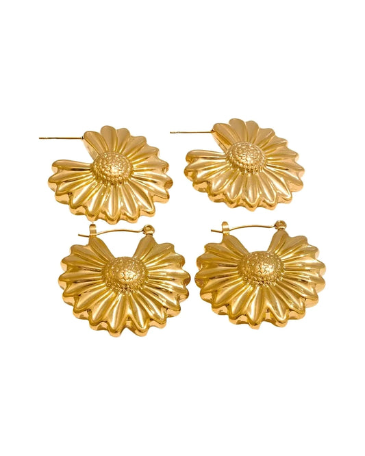 Sunlit Daisy Hoop Earrings — gold view 2