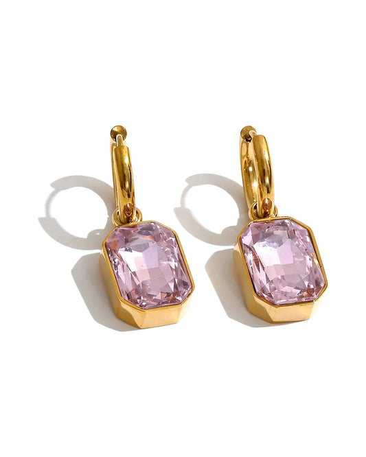 Crystal Drop Huggie Hoop Earrings — view 2