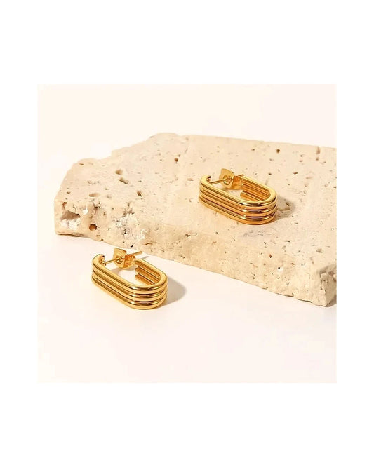 Parallels Hoops Earrings — gold view 2