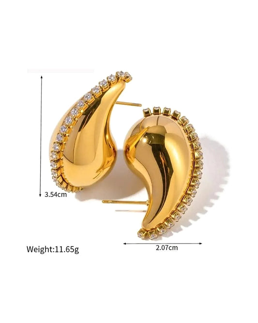 Chunky Teardrop Zircon Earrings — view 2