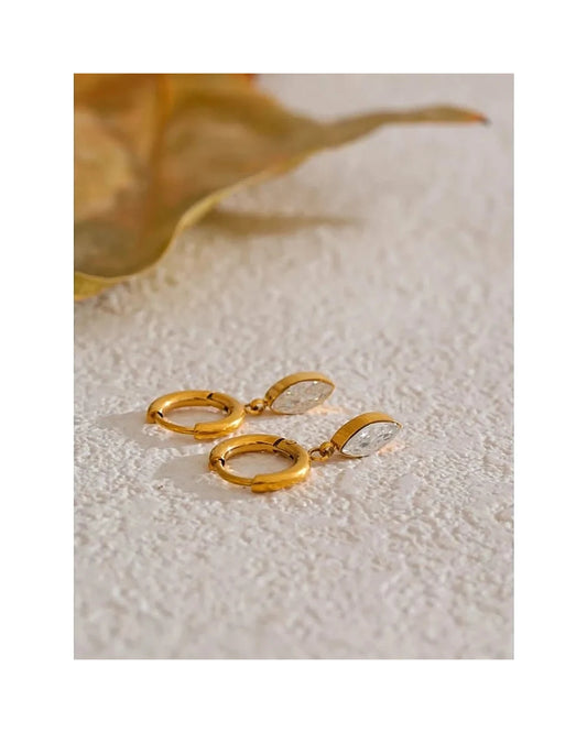 Marquise Cut Dangle Hoop Earrings — view 2