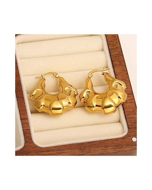 Gold Plated Purse Hoop Earrings - Chic, Lightweight — gold view 2