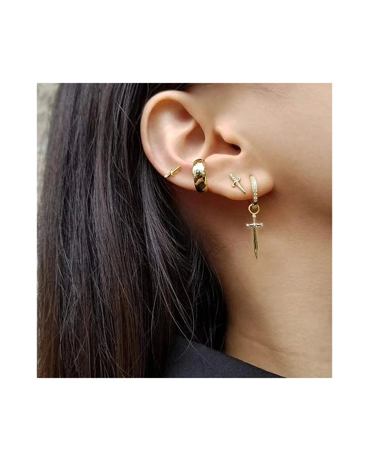 Cross Dagger Hoop Earrings — view 2