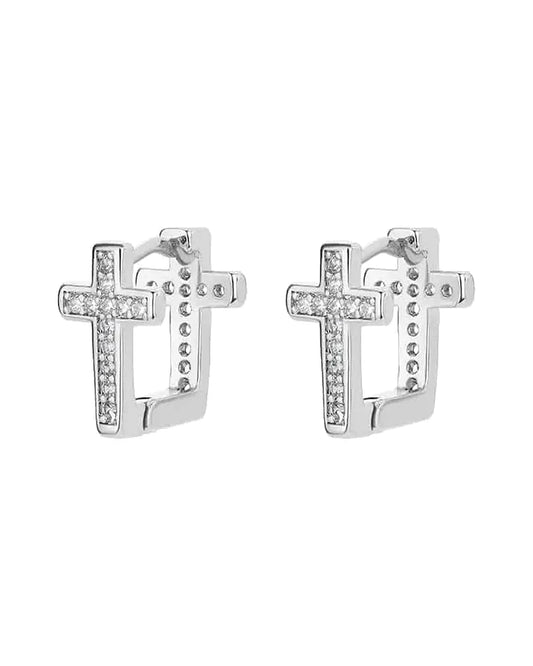 Cross Hoop Earrings — view 2