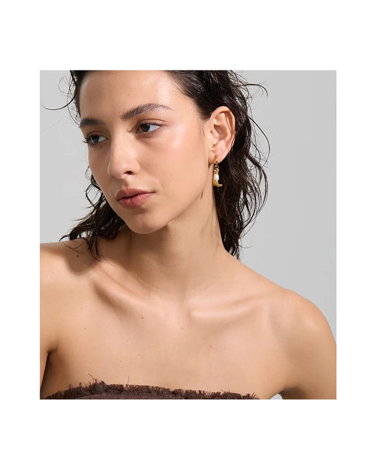 Cowgirl Pearl Gold-color Hoop Earrings — gold view 2