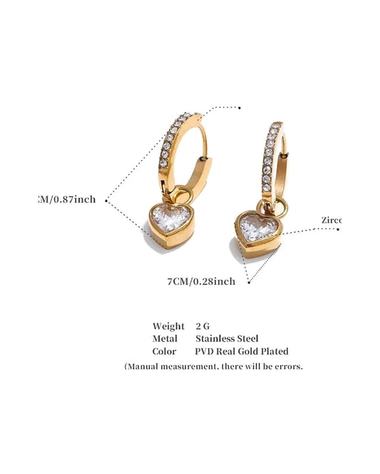 Love Drop Earrings – Elegant Heart Hoop Earrings — size details