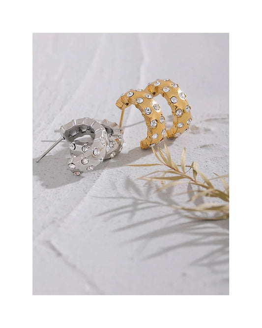 Gold CZ Huggie Earrings — gold view 2