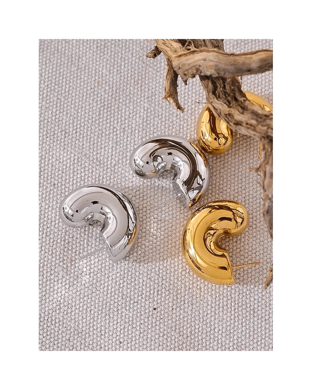 Chunky Silver Hoop Earrings – Bold, Lightweight & Hypoallergenic — silver view 2