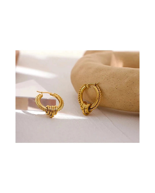 Gold Twisted Rope Hoop Earrings — gold view 2