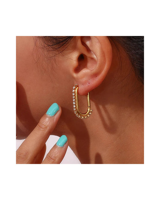CZ Paved Hoop Earrings — view 2