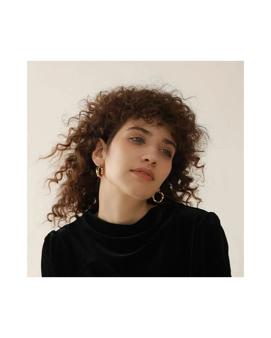 Golden Gem Hoop Earrings — gold view 2