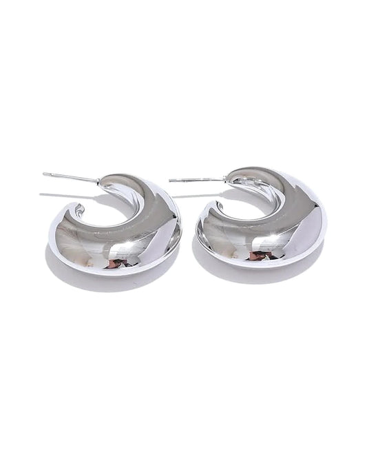 C-Shape Chunky Hoop Earrings — view 2