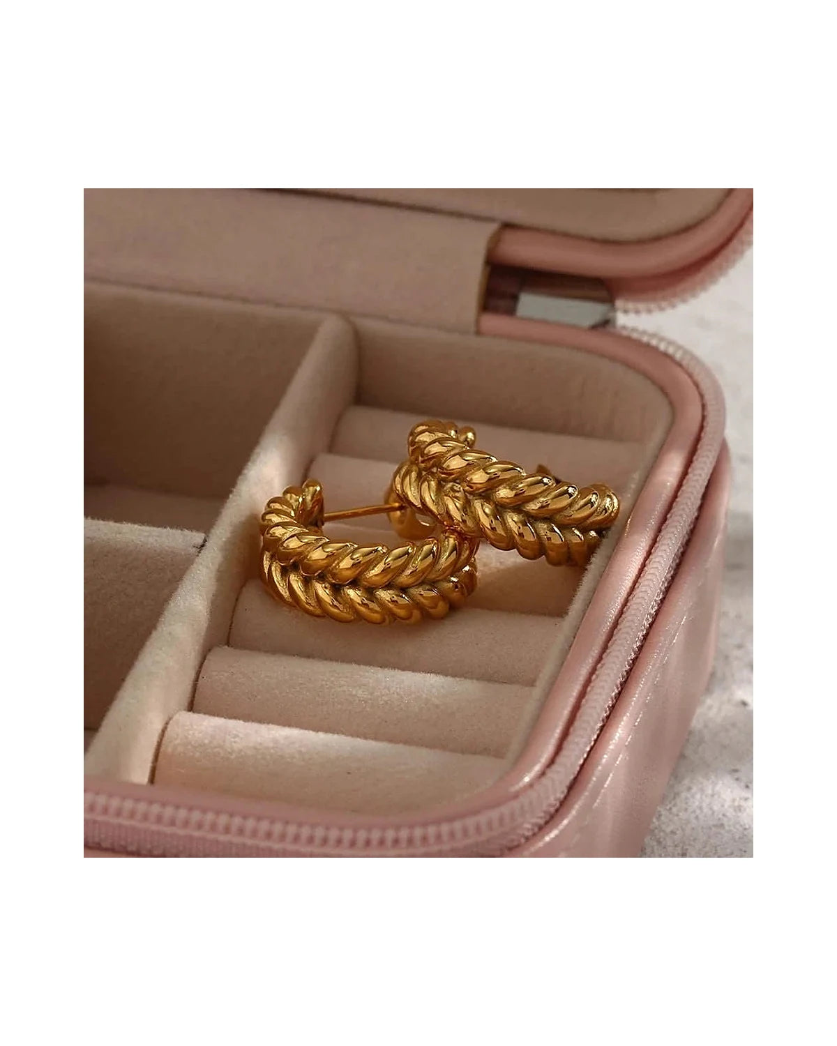 Luxury 18K Gold Funky Hoop Earrings — gold view 2