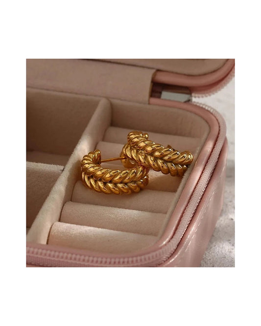 Luxury 18K Gold Funky Hoop Earrings — gold view 2