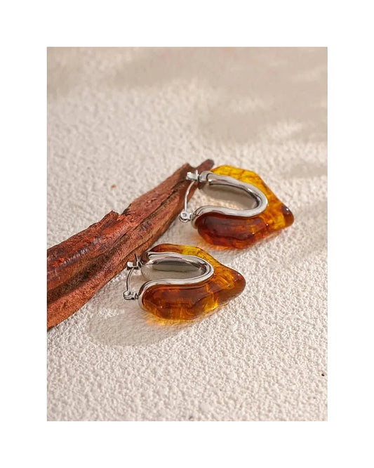 Resin Lava Hoop Earrings — silver view 2