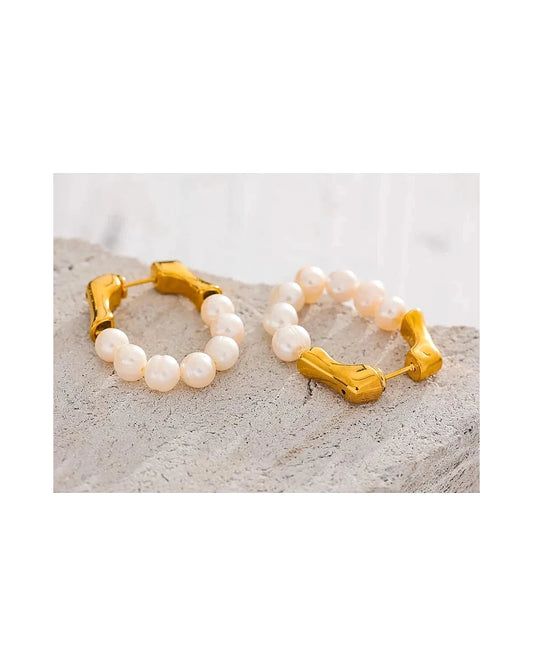 Royal Pearl Hoop Earrings — view 2