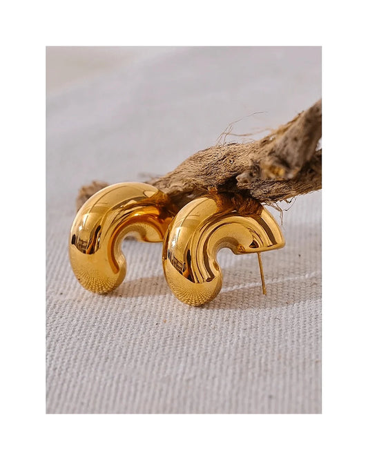 Mabel Love Chunky Gold Hoop Earrings (FREE OVER $90) — gold view 2