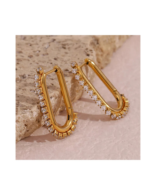 CZ Paved Hoop Earrings — view 3