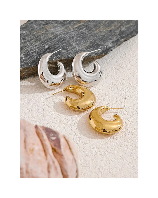C-Shape Chunky Hoop Earrings — view 3