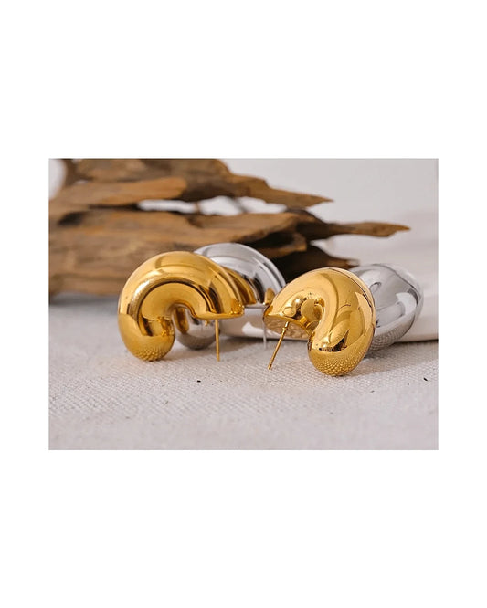 Mabel Love Chunky Gold Hoop Earrings (FREE OVER $90) — gold view 3