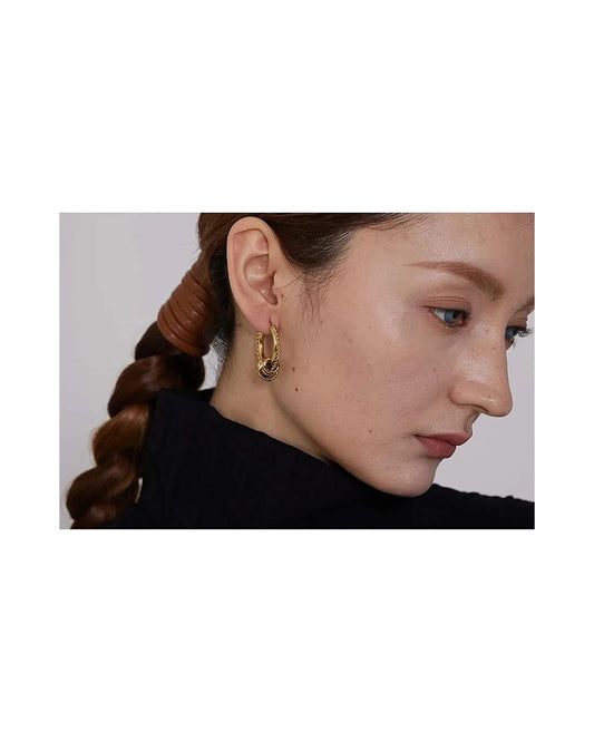 Gold Twisted Rope Hoop Earrings — gold view 3