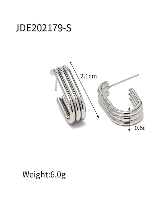 Parallels Hoops Earrings — silver view 3