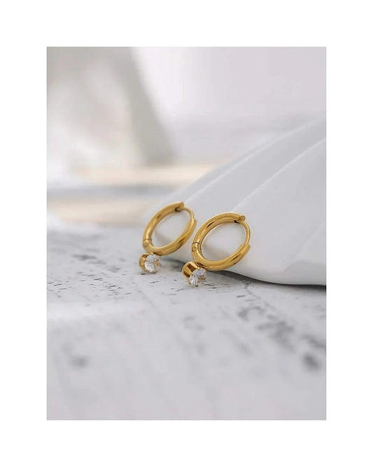 Solitaire Hoop Earrings — view 3