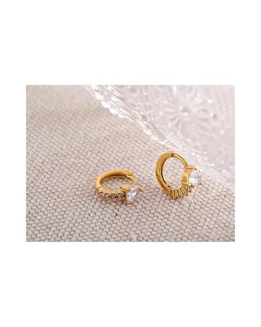 Gold Huggie Hoop Earrings — gold view 3